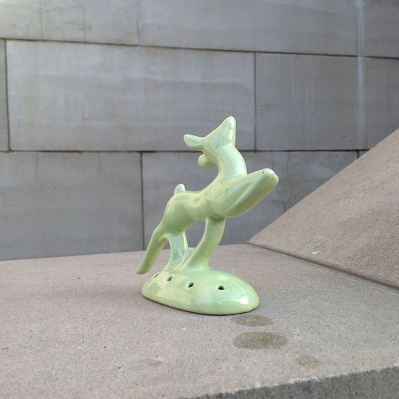 Art Deco Flower Frog ~ Green Gazelle Sprinting 6" - Picture 10 of 15